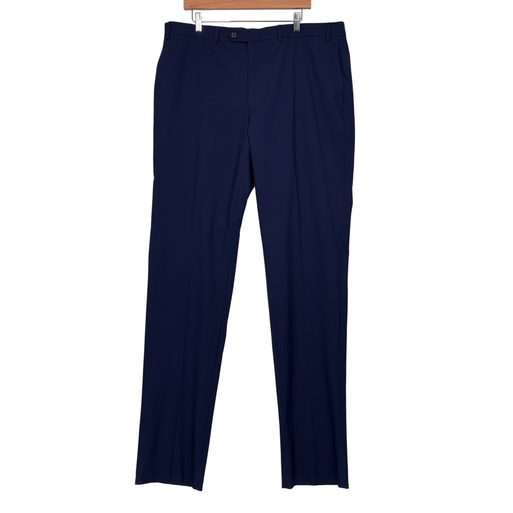 Lauren Ralph Lauren Mens Dress Pants 40W Blue Lofton Wool Blend Unhemmed 46LONG